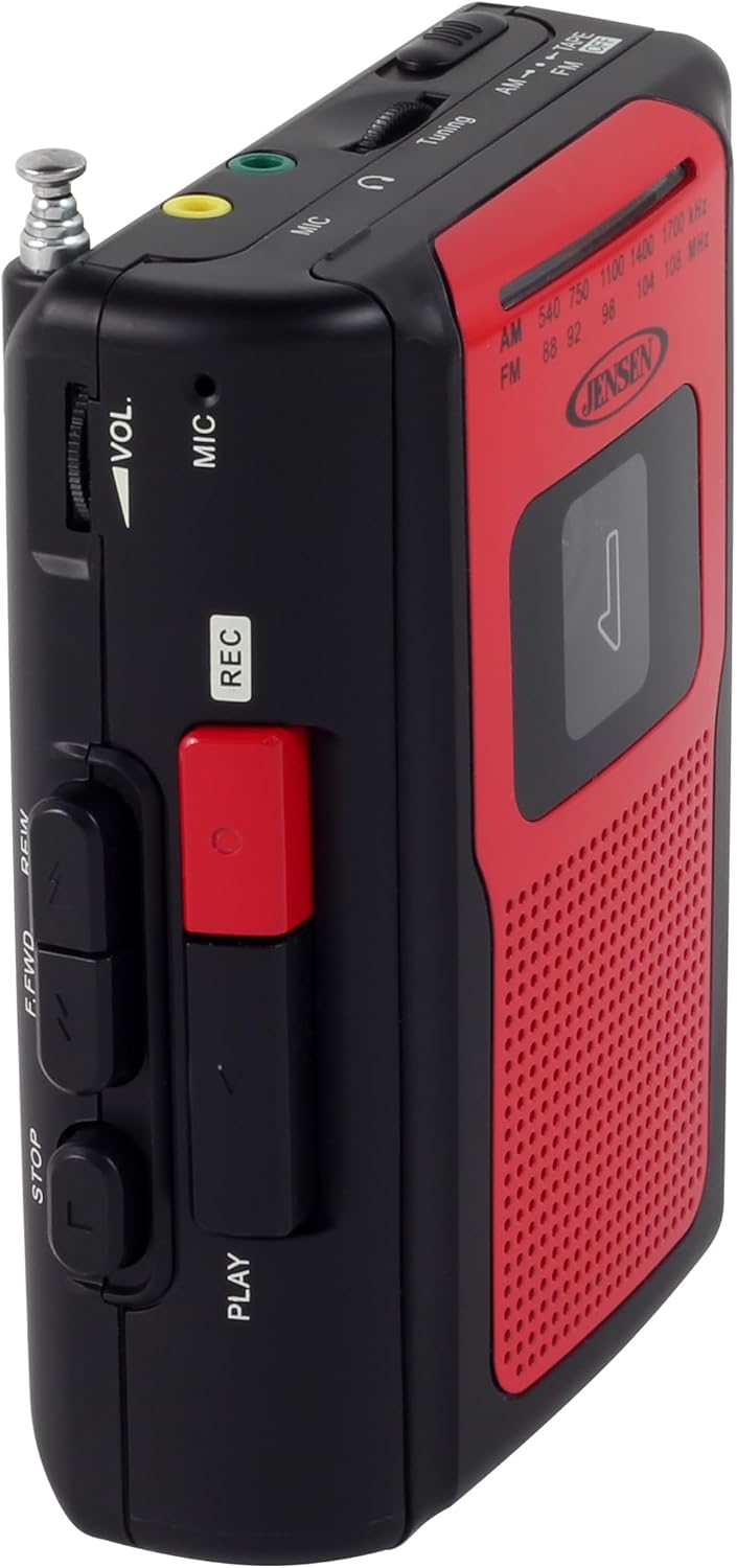 Jensen Radio AMFM portátil retro reproductor de cassette personal compacto y ligero diseño estéreo de radio AMFM reproductor de cassettegrabadora y