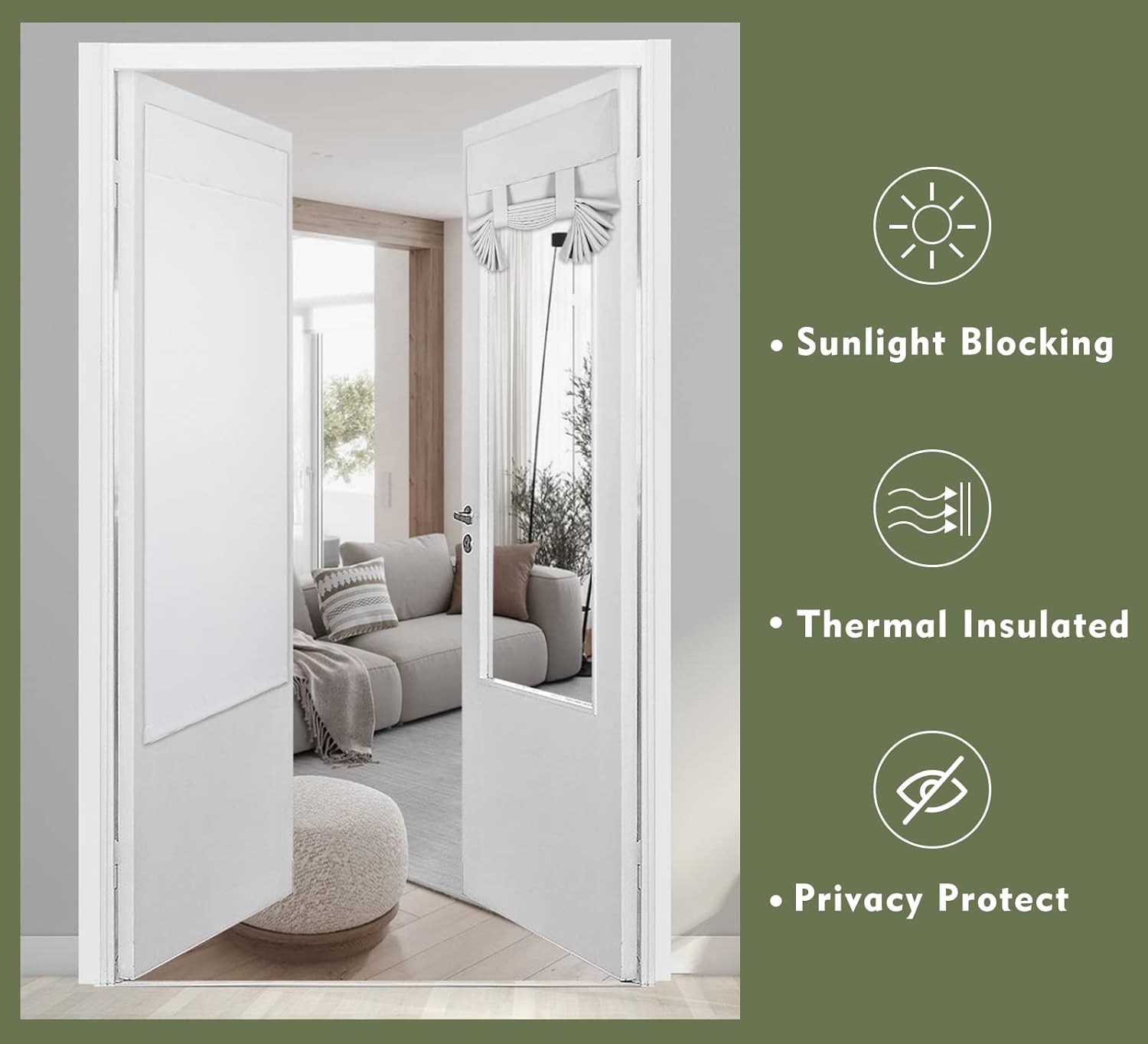 PI Cortina opaca de velcro para puerta, privacidad con aislamiento térmico, cortina de puerta pequeña para aulapuerta corredizapuerta delantera, 1