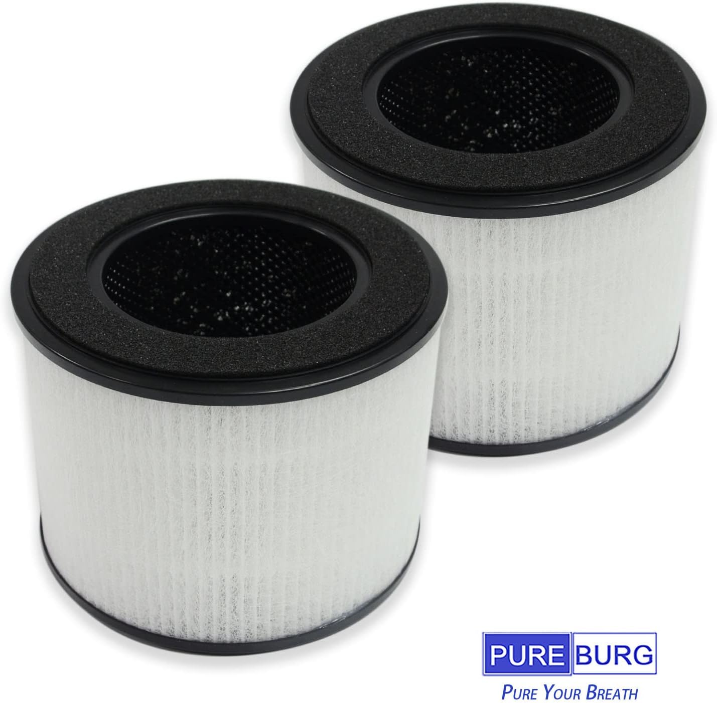 PUREBURG Paquete de 2 filtros HEPA de repuesto 3 en 1 compatibles con el purificador de aire HIMOX H02