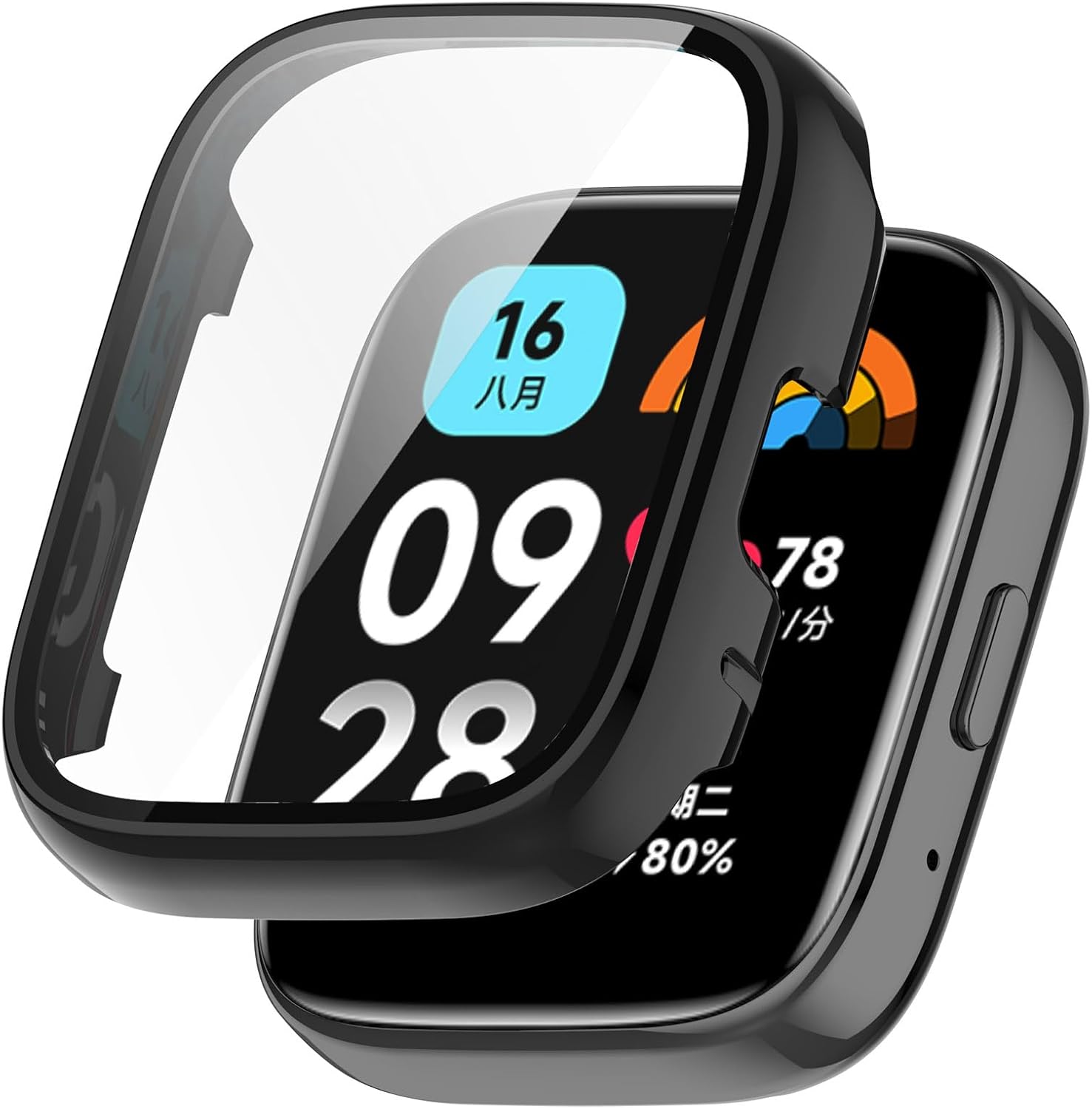 MOTONG Funda protectora para reloj de cobertura completa para PC, protector de pantalla de vidrio templado compatible con Redmi Watch 3Redmi Watch 3