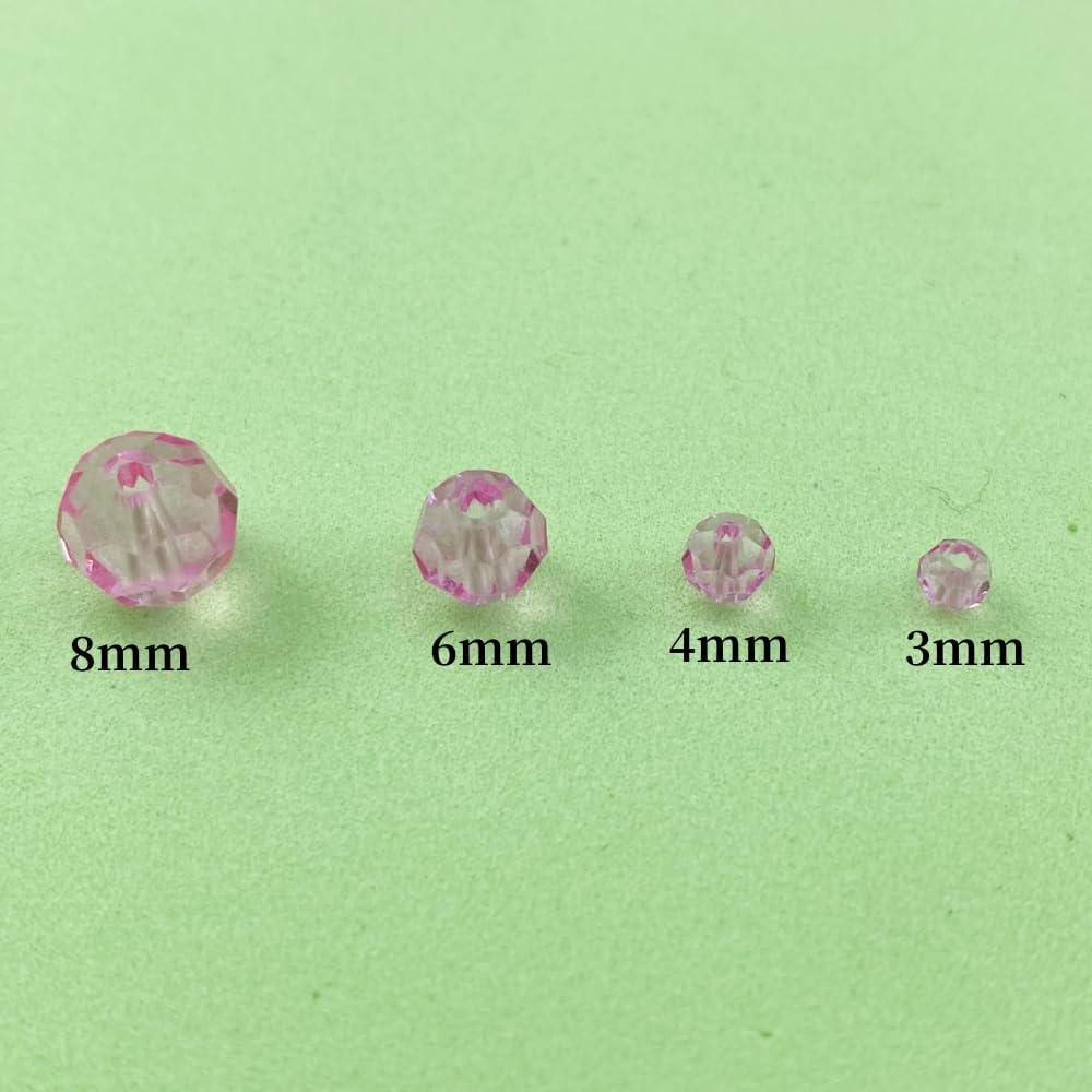 Xinhongo 550 cuentas redondas de cristal de 0.118, 0.115, 0.231, 0.315 y 0.315 pulgadas, cuentas redondas facetadas espaciadoras para hacer joyas,