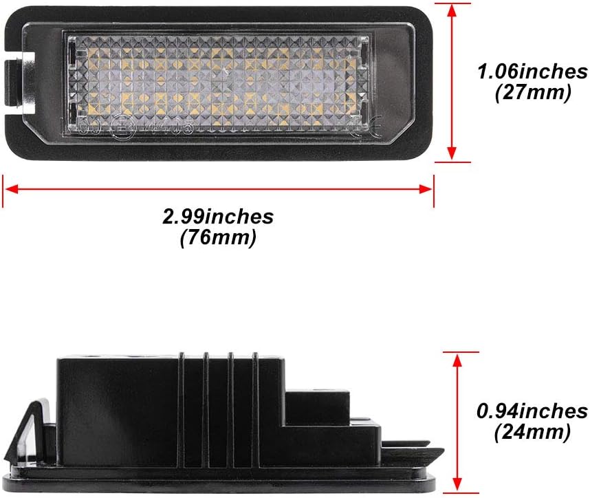 2 luces LED de matrícula para MK5 GTI MK6 MK7 Golf 5 Glof 6 Golf 7 Nuevo Beetle Passat CC Rabbit Eos Phaeton Polo Lupo alimentado por Xenón LED