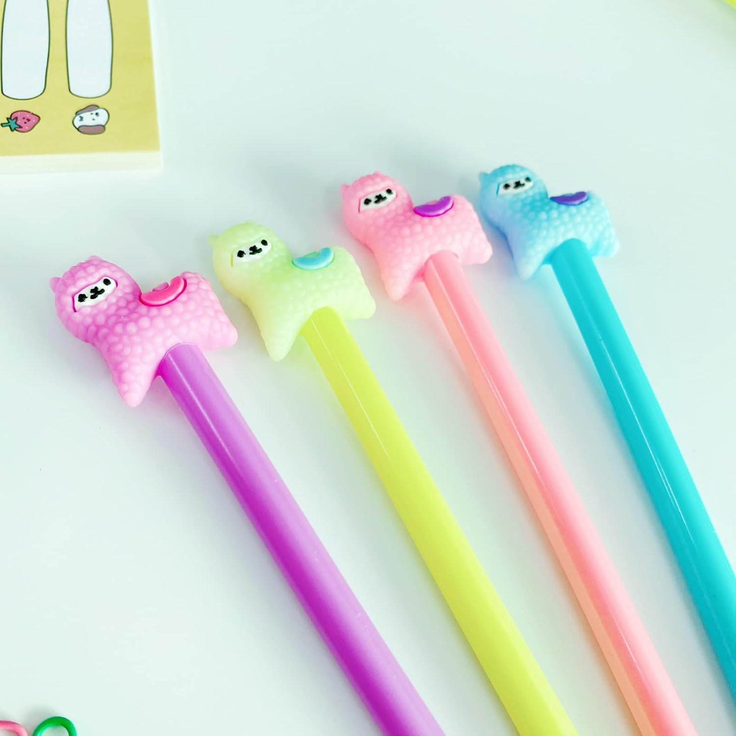 Animal Llama Oveja Alpaca Bolígrafos de Gel Set Moda Lindo Colorido Kawaii Encantador Gel Bolígrafo Oficina Escuela Papelería Bolígrafo (6 unidades)