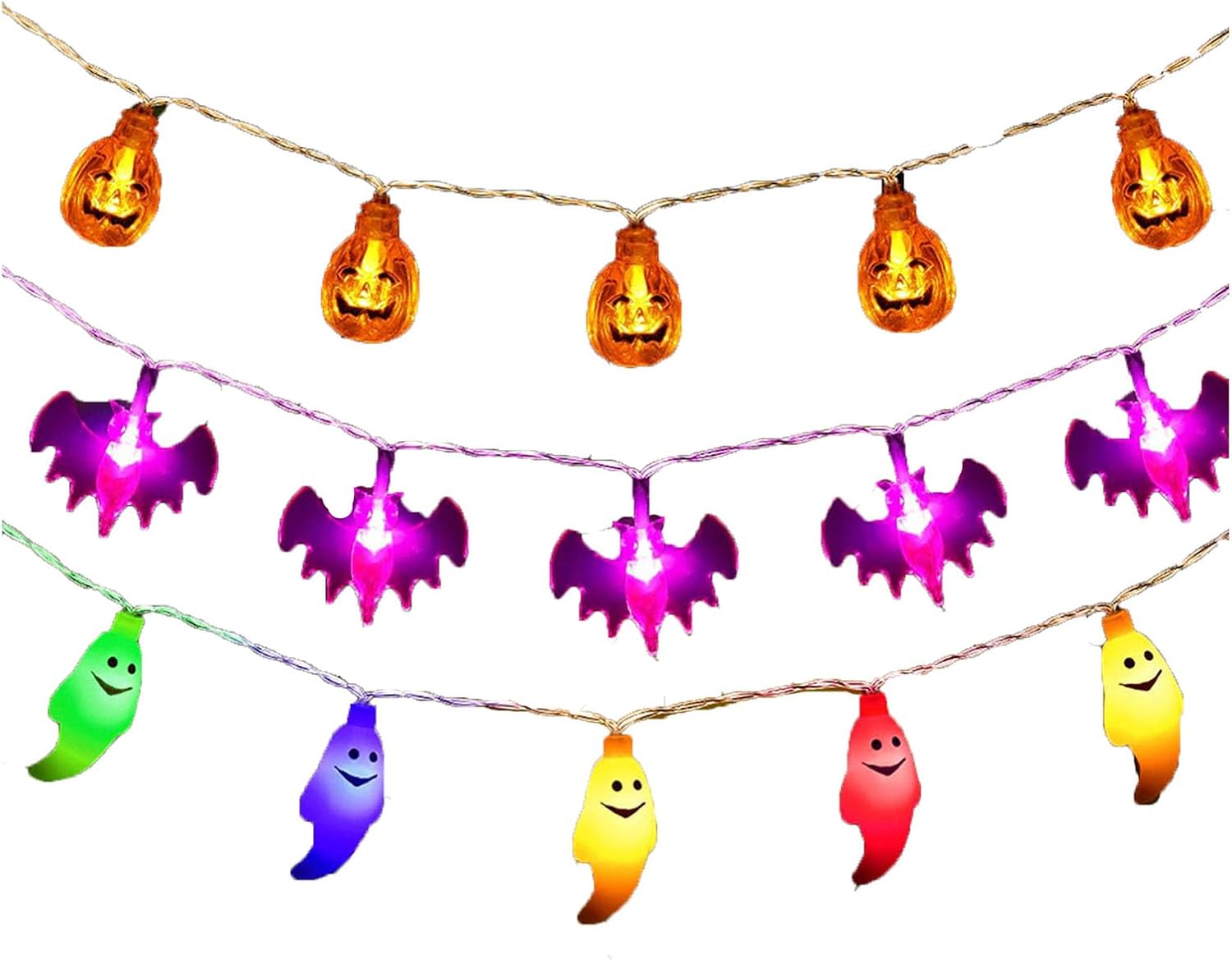 Luces de Halloween, decoraciones de Halloween, luces LED de fantasma, calabaza para decoración de Halloween, interiores y exteriores, fiesta de