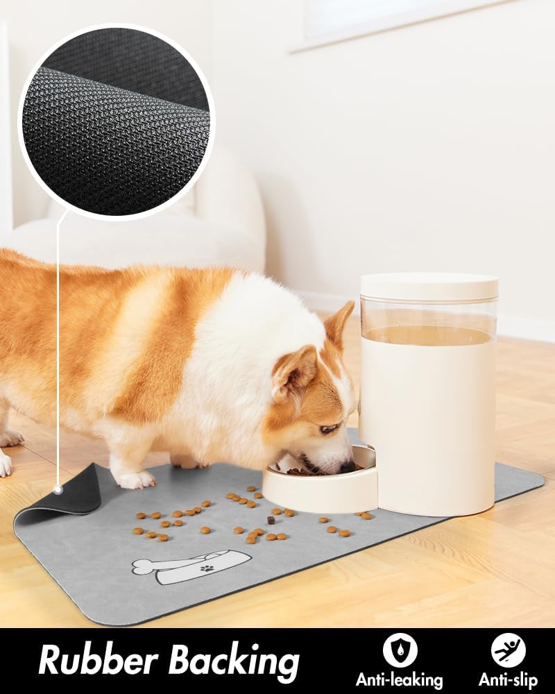 Tapete de alimentación para mascotas, tapete absorbente de comida para perros, tapete para alimentos y agua, de secado rápido, tapete de comida para