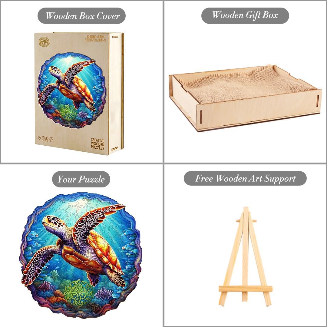 Rompecabezas de madera para adultos, rompecabezas de madera tamaño L, rompecabezas de animales para adultos, rompecabezas de madera de tortugas