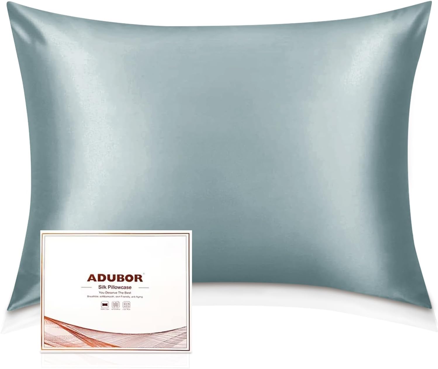 Adubor – Funda de almohada de seda de 22 momme, para el pelo y la piel, fundas 100% seda de morera natural