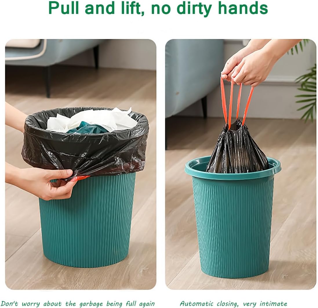 Tusuge – Bolsas de basura negras de 6 galones, bolsas de basura sin desgarro, para uso doméstico, sin perfume, 60 unidades
