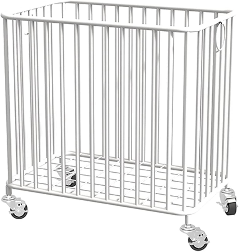 Cesta de lavandería con ruedas, cesta organizadora de lavandería de metal de gran tamaño, cesta organizadora de almacenamiento de ropa o lino, para