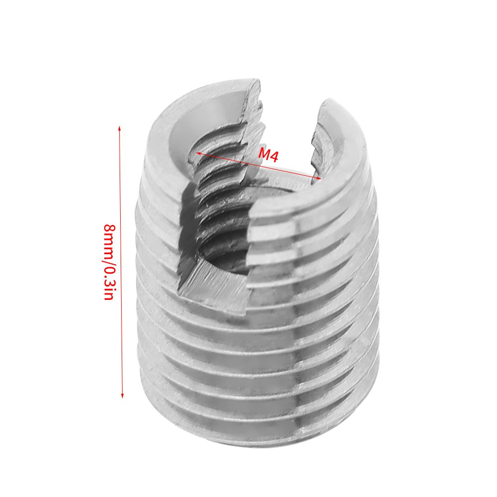Juego de 20 piezas de rosca de tornillo helicoidal de alambre M4 de metal autorroscante ranurado tornillo roscado inserto helicoidal manga surtido
