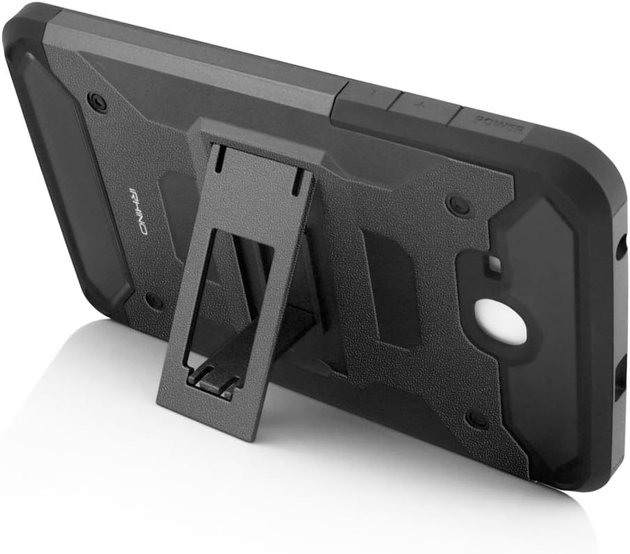Samsung Galaxy Tab E Lite 7.0″ SM-T113 (2016) iRhino Funda a prueba de golpes Heavy Duty Armor Rugged Hybrid Kickstand Funda protectora (negro)