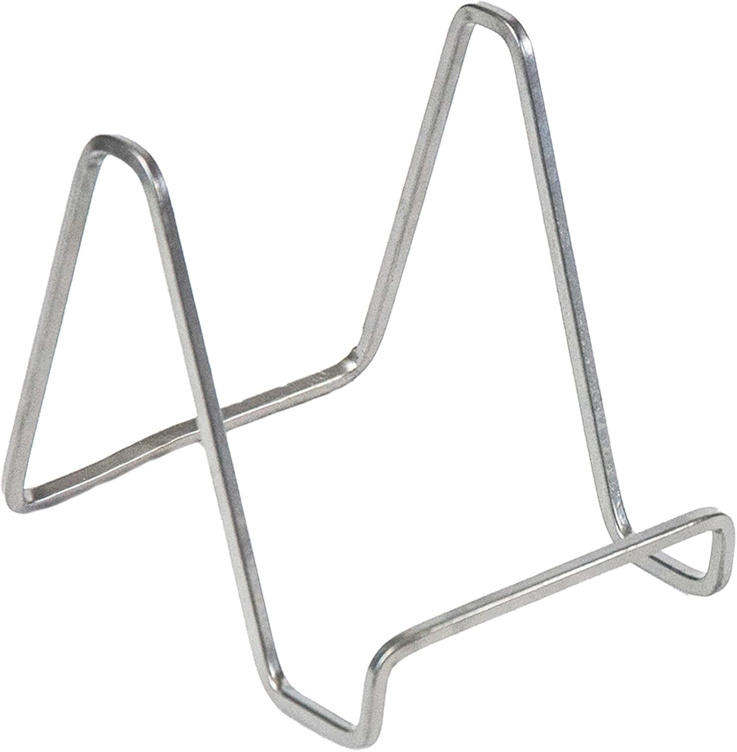 TRIPAR Soporte de exhibición de caballete de alambre cuadrado de metal plateado de 6 “para placas, obras de arte, soporte de placa de marco de imagen