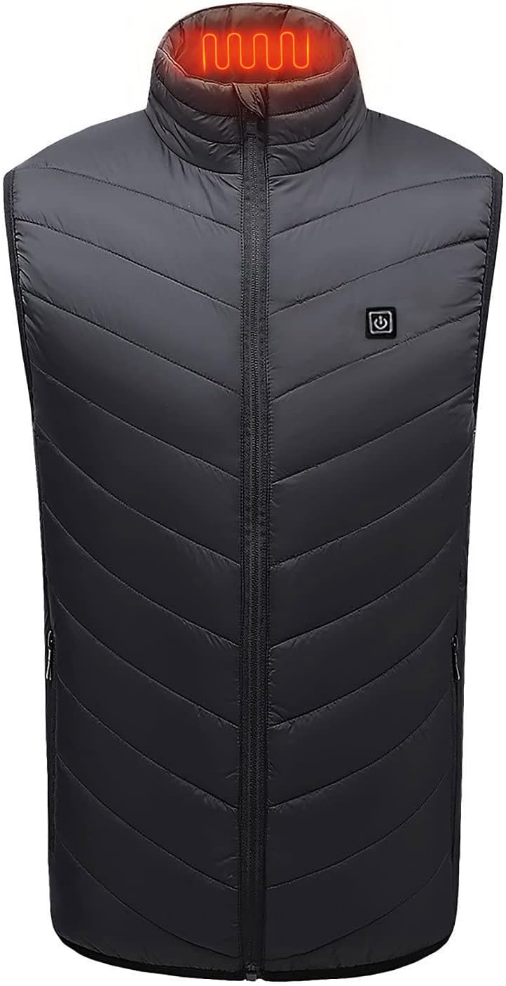 Chaleco térmico para mujeres y hombres, chaleco de calefacción recargable, ligero, para invierno, cálido, sin mangas, sin batería
