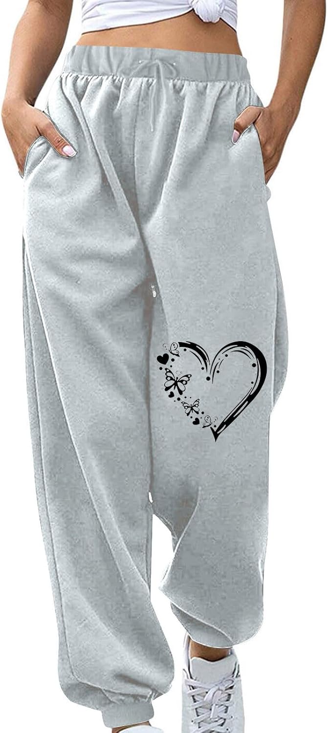 Pantalones deportivos de cintura alta para mujer, holgados, pantalones deportivos para gimnasio, ajuste atlético con bolsillos 2023, Ofertas E-gray