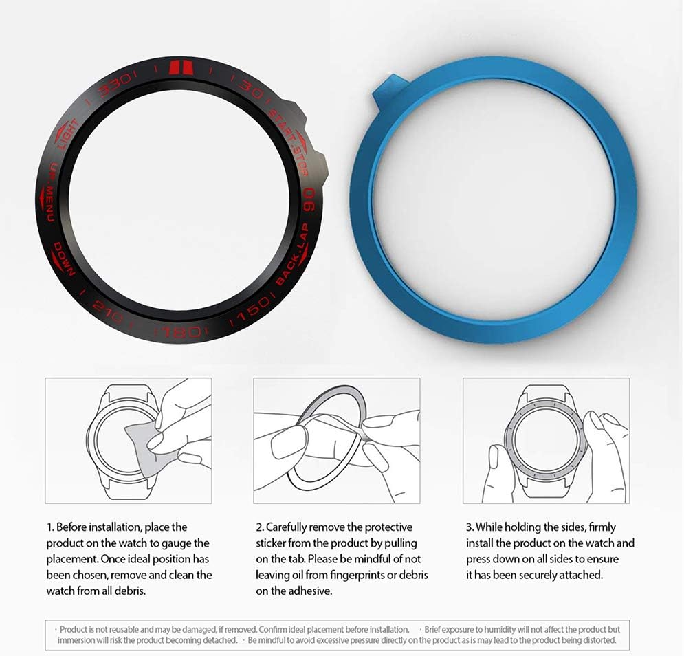 Anillo de bisel compatible con Garmin Fenix 3Fenix 3 HR bisel Loop cubierta adhesiva antiarañazos acero inoxidable bisel de metal marco de estilo