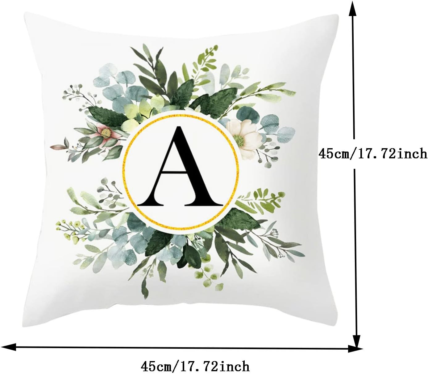 Fundas de almohada con monograma de letra M, diseño floral con inicial, fundas de almohada decorativas del alfabeto, fundas de almohada con