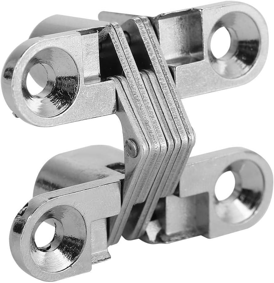 Bisagras ocultas de 180 grados, aleación de zinc invisible oculta bisagra de puerta cruzada para puerta de fácil instalación, kit de gabinete de