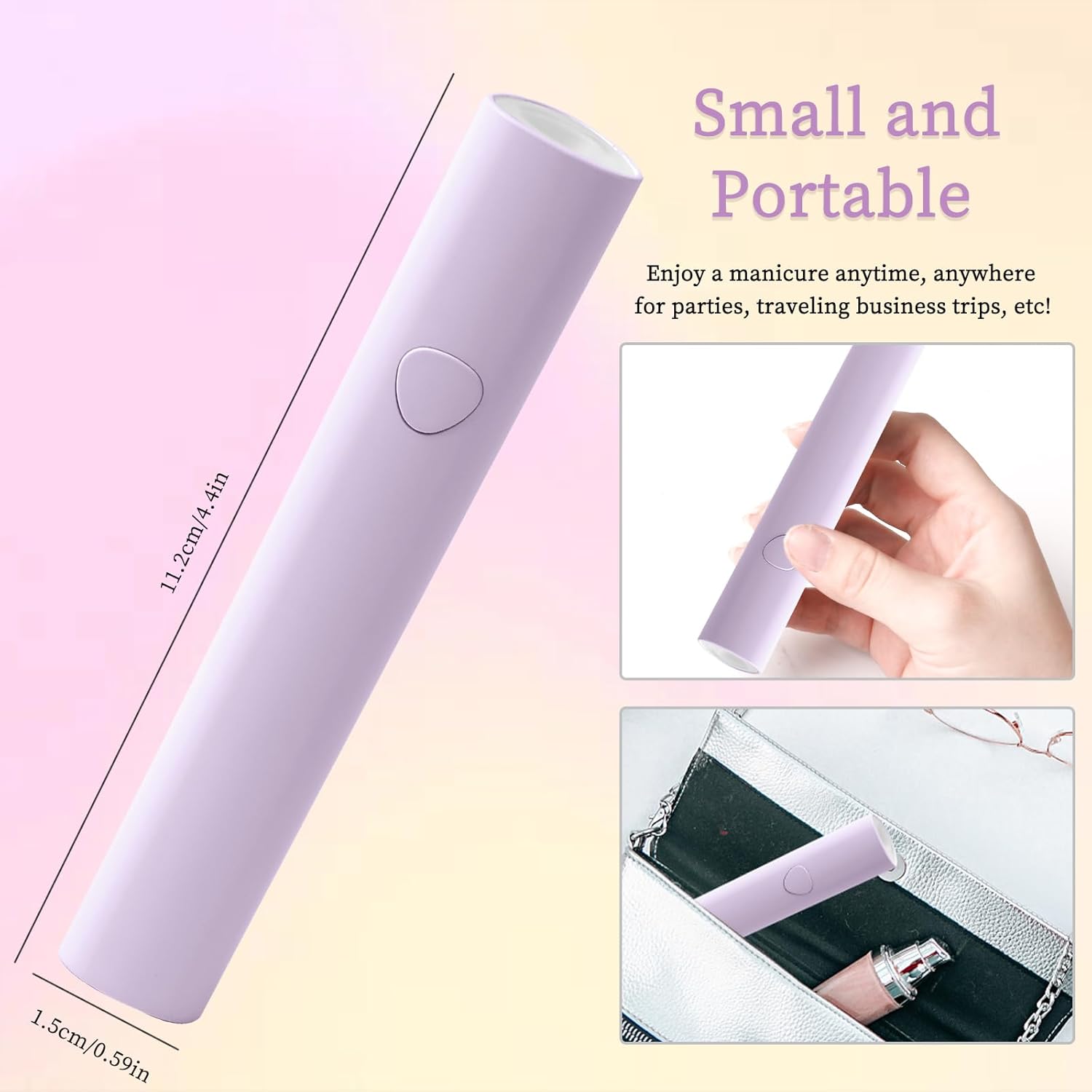 Luz UV para uñas de gel, lámpara UV de mano para uñas de gel, lámpara LED de uñas mini portátil inalámbrica recargable, lámpara de curación flash