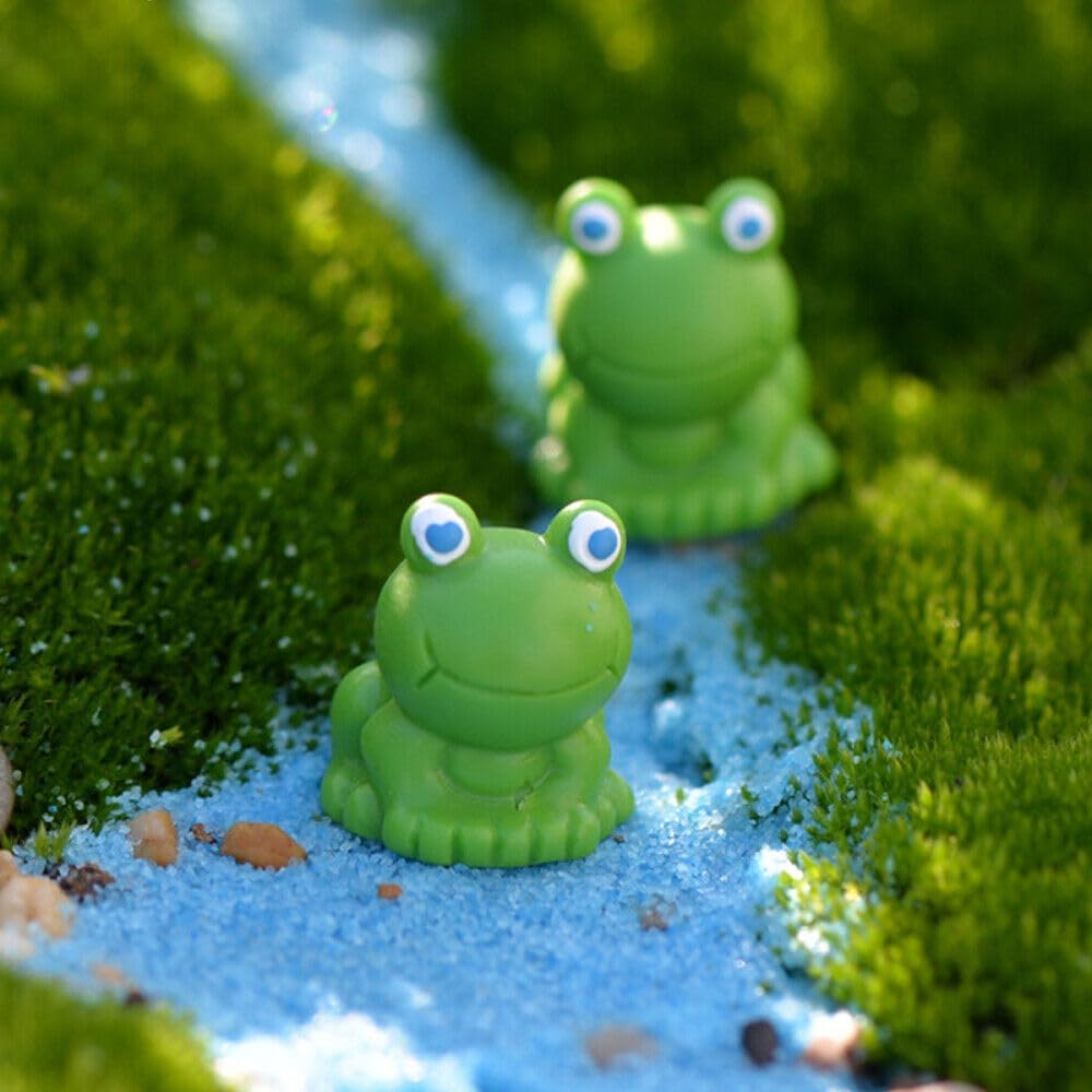 50 figuras de resina de mini ranas, figuras en miniatura de rana verde, figuras de micro ranas, pequeñas figuras de rana linda, modelo miniatura de