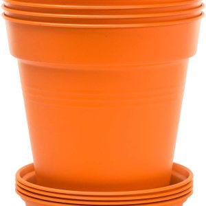 Mintra Home – Paquete de 4 macetas de jardín (color naranja, 13 cm5 pulgadas de diámetro) Mintra Home – Paquete de 4 macetas de jardín (color naranja, 13 cm5 pulgadas de diámetro)