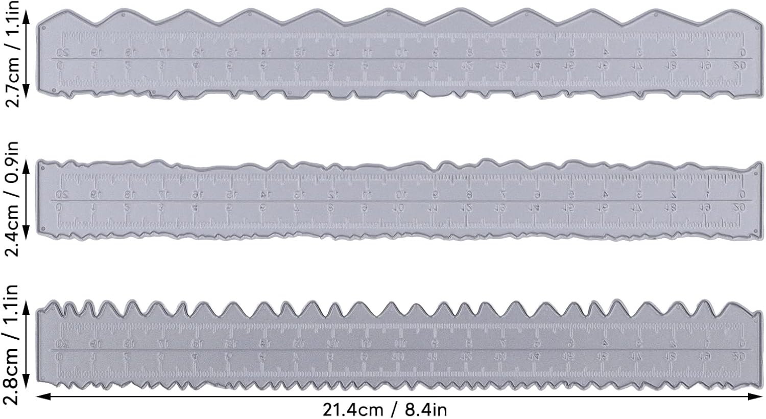 TOPINCN 3 unids Deckle Edge Ruler Paper Tearing Ruler Craft Ruler Paper Ripper Tool Deckled Edge Cortador de papel Herramienta ligera para hacer