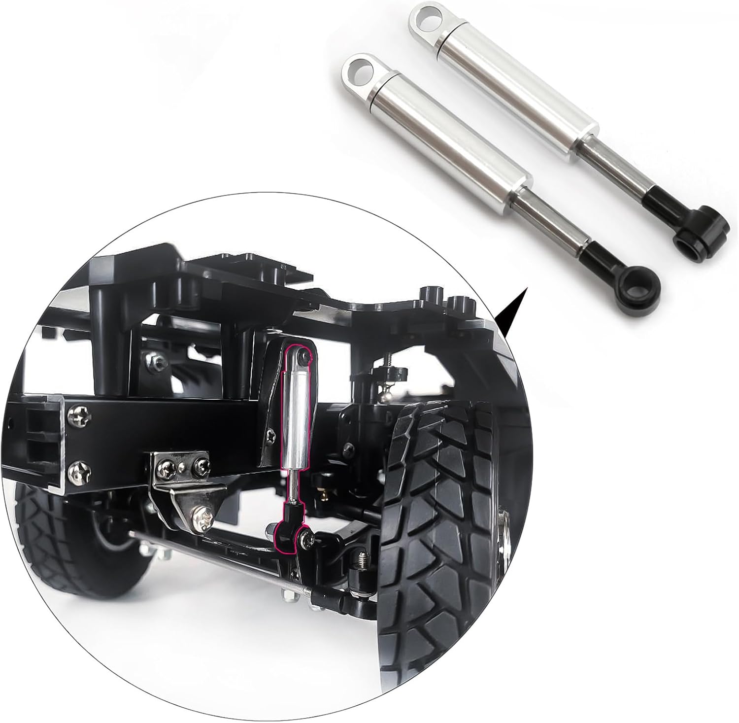 Amortiguador de aceite RC para camión RC 114 para camión de remolque Tamiya, piezas de actualización, amortiguador de suspensión (plateado)