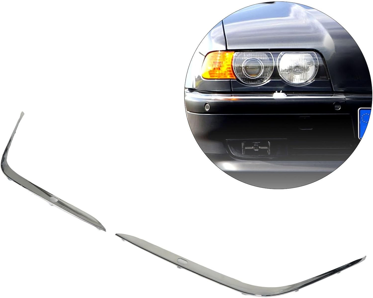 Fydun 1 par de parachoques delantero del coche tira de impacto cromado con agujeros 51118168105 pieza de repuesto para 7 series E38 740iL 750iL