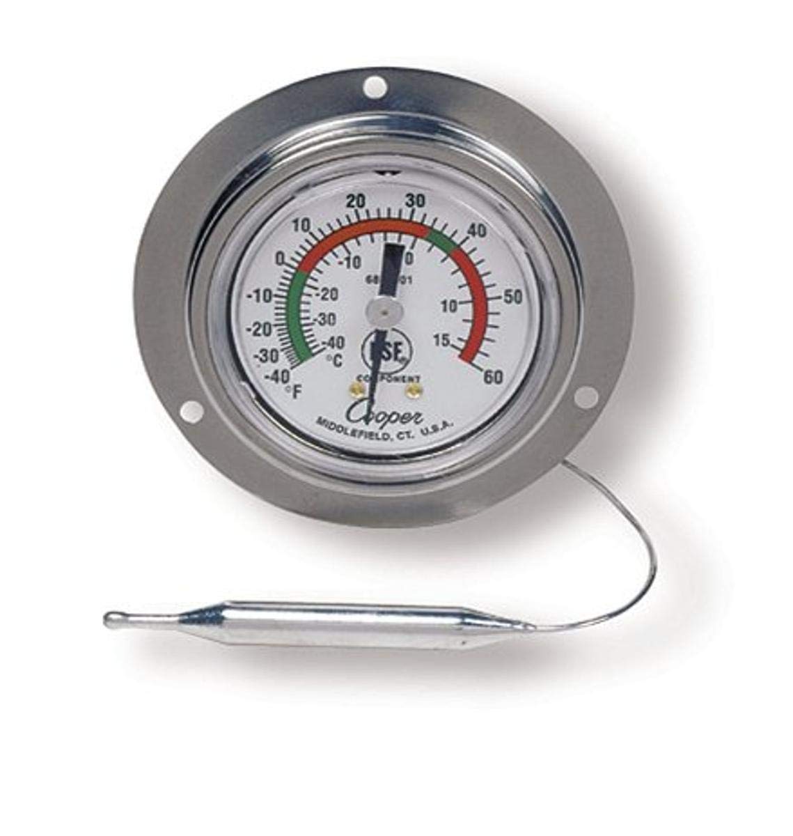 Cooper-Atkins 6812-01-3 Termómetro de panel de tensión de vapor con brida trasera, certificado NSF, rango de temperatura de -4060F
