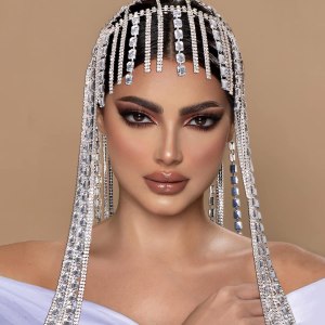 STONEFANS Gorra larga con borlas y diamantes de imitación para mujer, diseño de Gatsby de los años 20, cadena de cristal, postizo de joyería, STONEFANS Gorra larga con borlas y diamantes de imitación para mujer, diseño de Gatsby de los años 20, cadena de cristal, postizo de joyería,