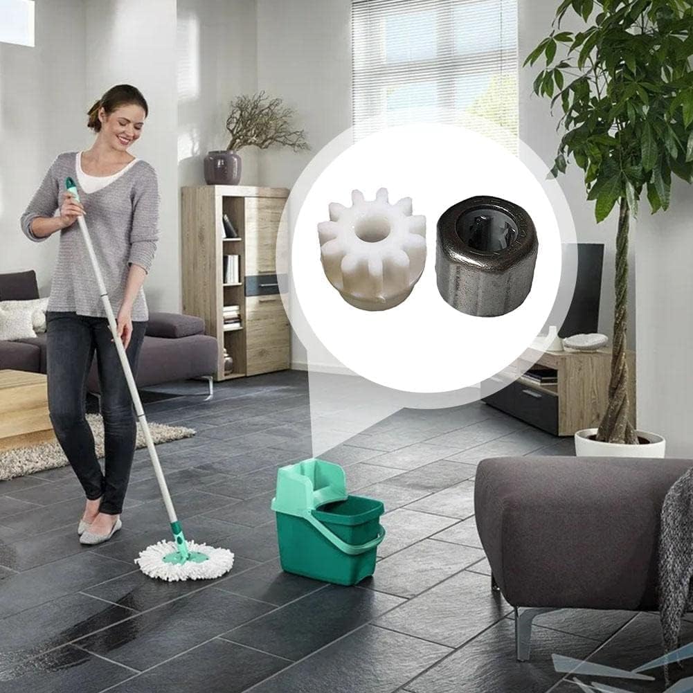 Reemplazo de escoba de plástico blanco con pedal de trapeador fácil, reemplazo de engranaje de cubo de embrague unidireccional, adecuado para