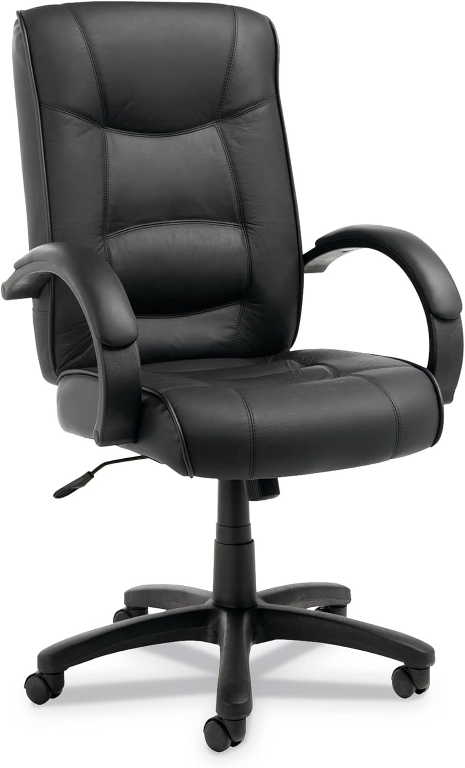 Alera ALESR41LS10B Silla de cuero de grano superior giratoriainclinable de la serie Strada de 17.91 in – 21.85 in, soporta hasta 275 libras, color