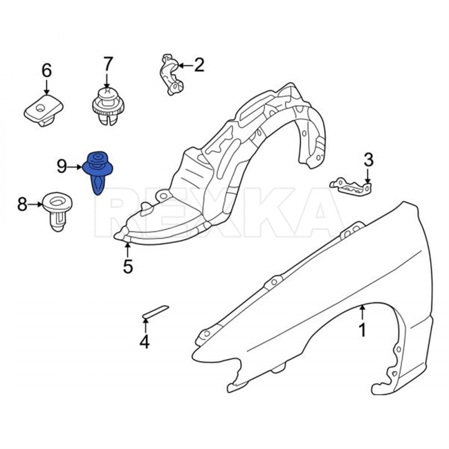 Rexka 40 unids Fender Liner Sujetador Clip Protector Retenedor para Mazda NA01-56-145 Nissan 63844-01A00 Mazda 6 3 5 CX-7