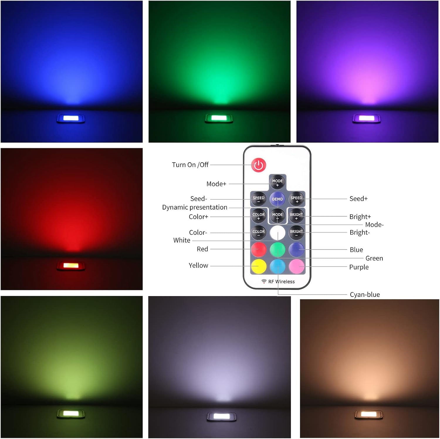 Kit de luces LED empotradas para terrazas, paquete de 12 luces LED RGB multicolor cuadradas para exterioresinteriores con control remoto IP67