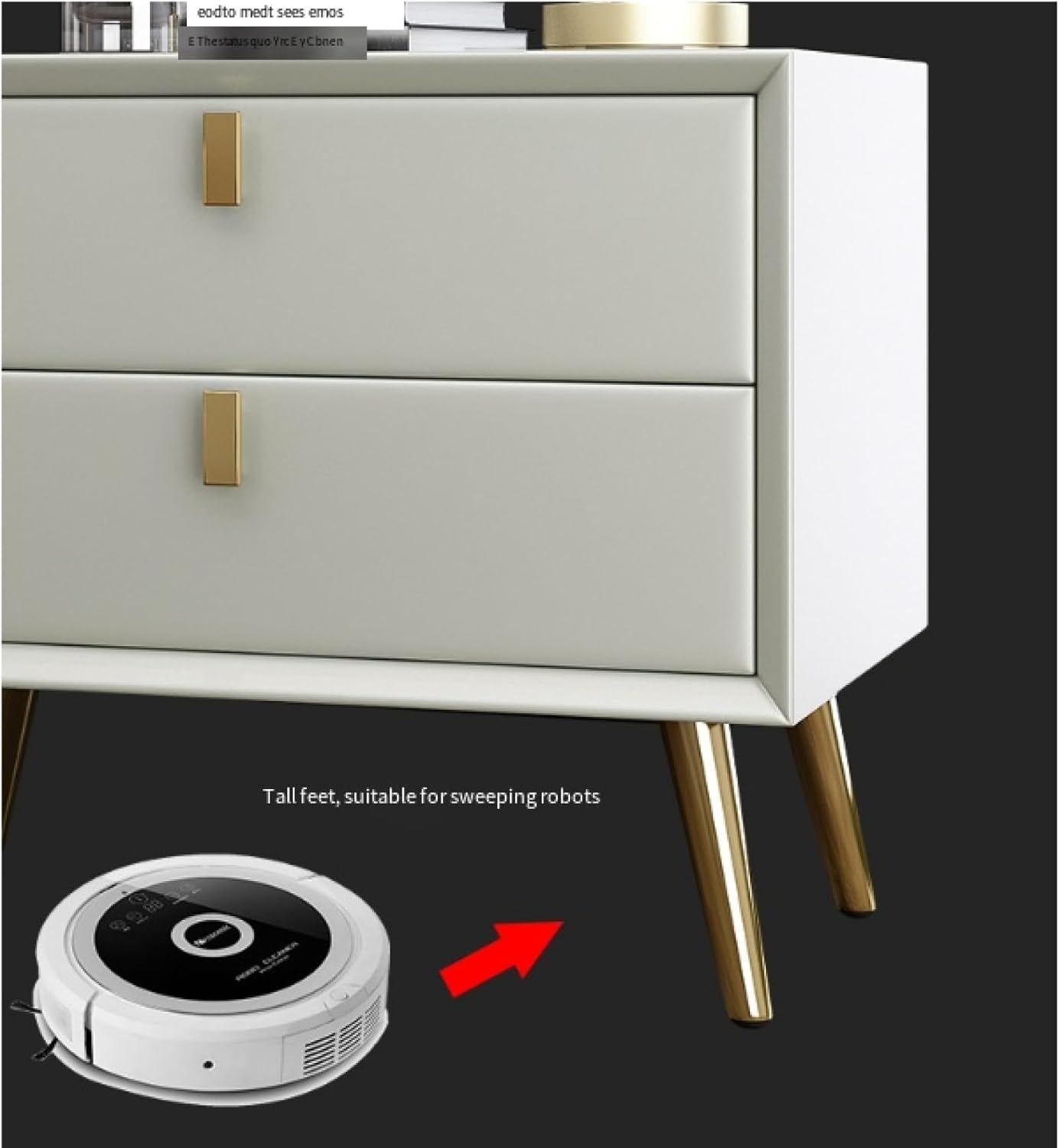 Mesita de noche de madera maciza con 2 cajones, mesa auxiliar moderna con cajón deslizante, patas de metal, mesa de noche moderna e mesa auxiliar