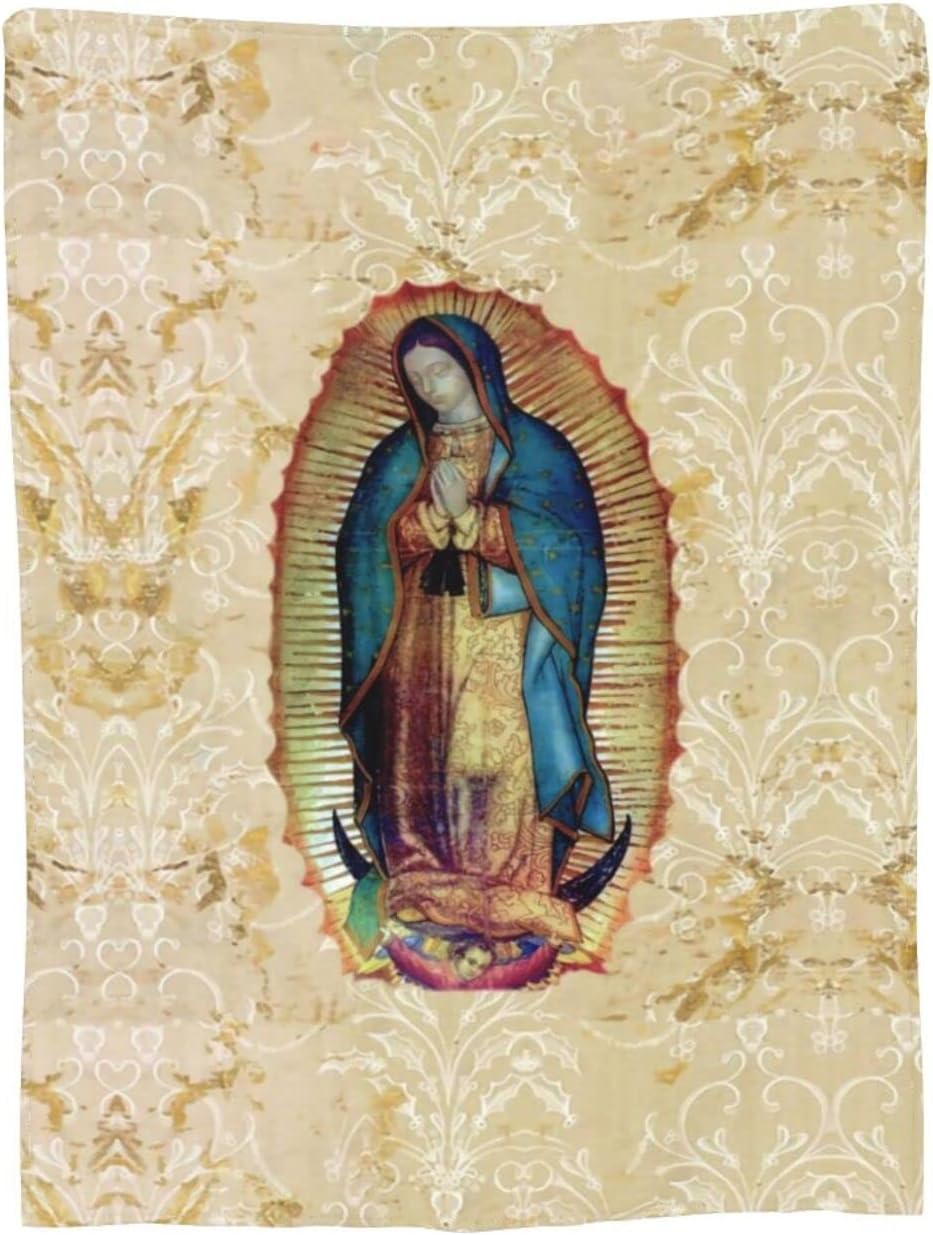 GLGFAS Manta de Nuestra Señora de Guadalupe de franela ultra suave y ligera para sofá, cama, uso en todas las estaciones, 80 x 60 pulgadas