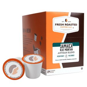 Fresh Roasted Coffee, Jamaica Blue Mountain Blend, tostado medio, Kosher, compatible con K-Cup, 24 cápsulas Fresh Roasted Coffee, Jamaica Blue Mountain Blend, tostado medio, Kosher, compatible con K-Cup, 24 cápsulas