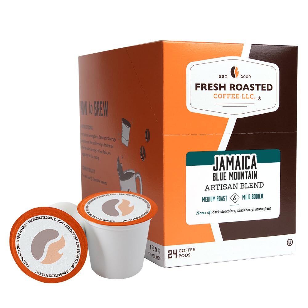 Fresh Roasted Coffee, Jamaica Blue Mountain Blend, tostado medio, Kosher, compatible con K-Cup, 24 cápsulas