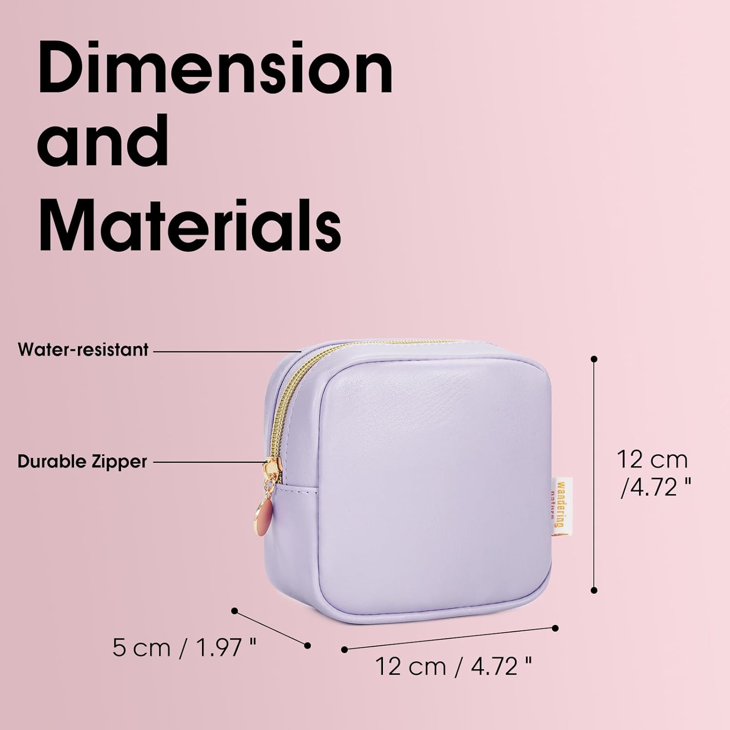 Wandering Nature Pequeña bolsa de maquillaje para bolso, bolsa de cosméticos con cremallera para mujer, bolsa de viaje de cuero vegano ecológico,