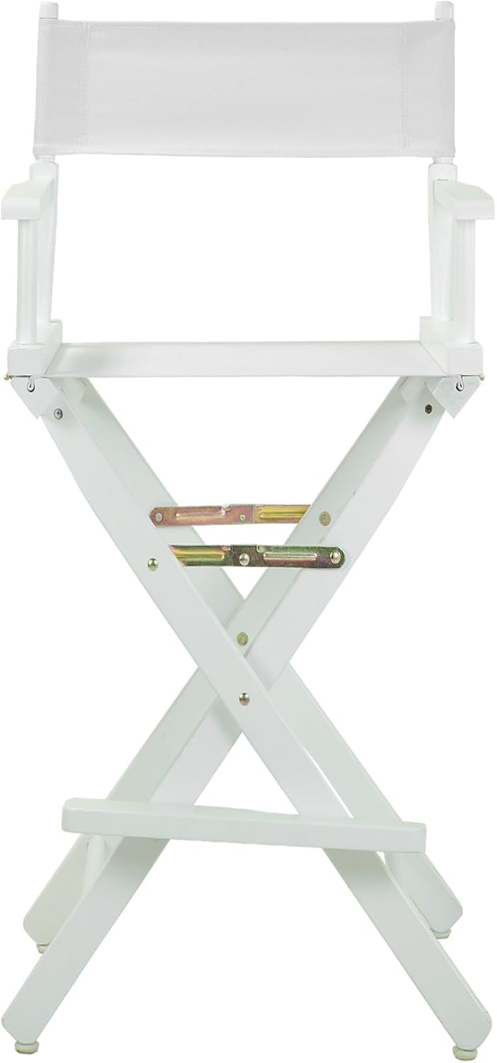 Casual Home – Silla de director de 30 in, marco blanco, con lona color blanco, altura de barra