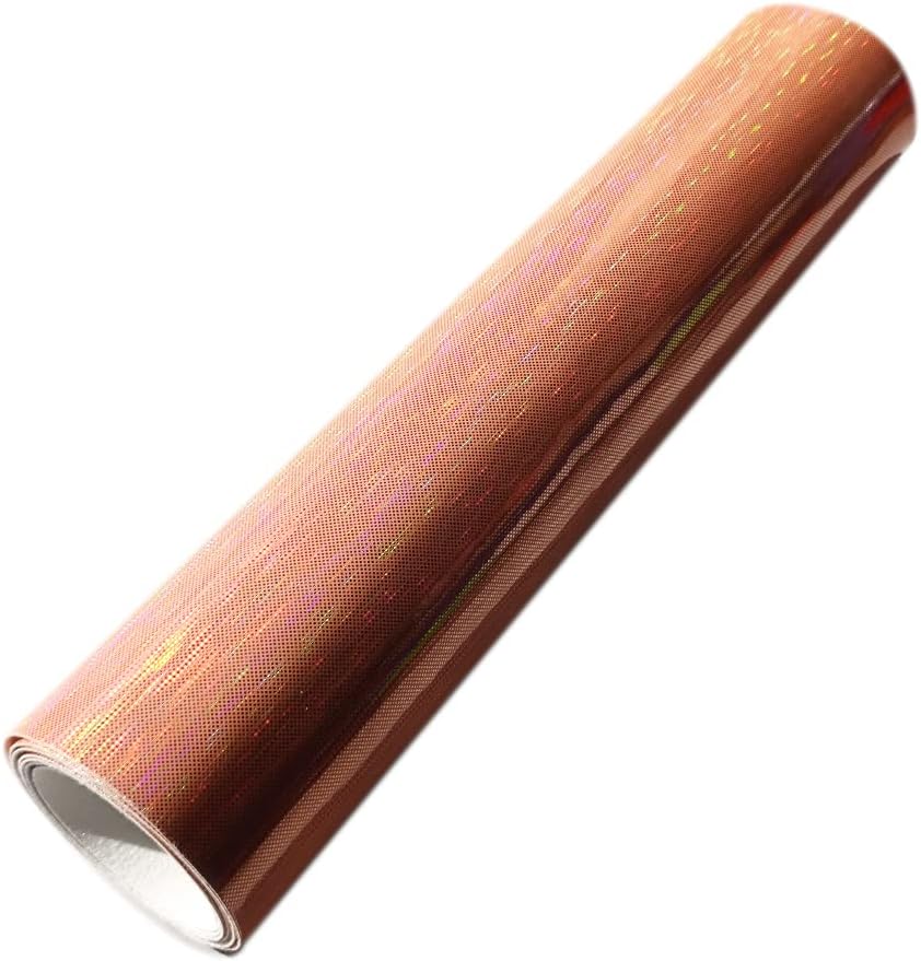 HYANG – Hojas holográficas de piel sintética sintética de seda con espejo, 1 rollo de 12 x 53 pulgadas, piel sintética muy adecuada para