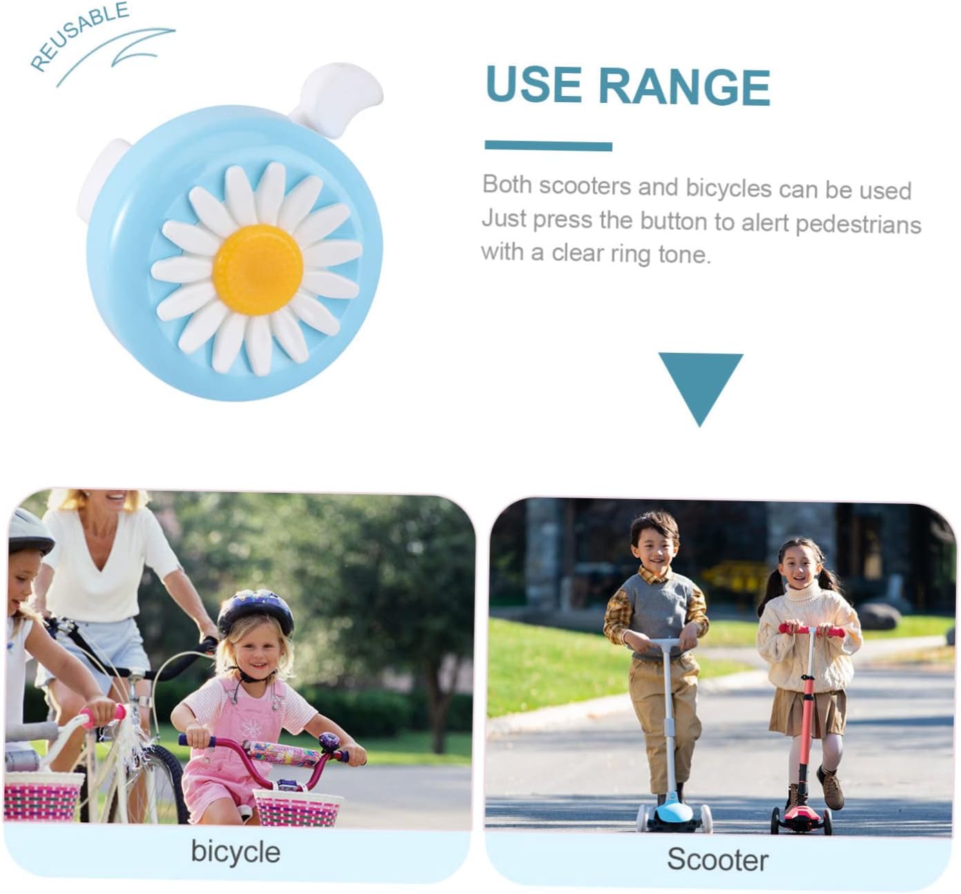 Sosoport Bocina de bicicleta para niños, campana de anillo de bicicleta de aleación de aluminio, campana de bicicleta Campana de advertencia de