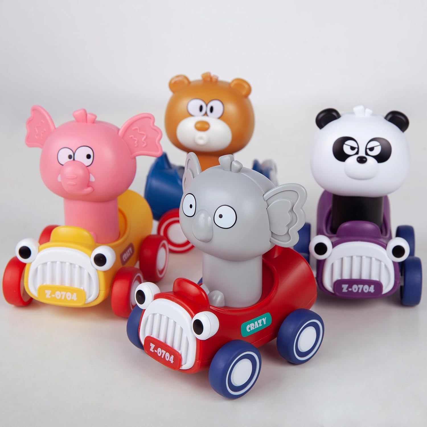 Coches de juguete de animales para niños de 1, 2, 3 años, regalo de cumpleaños para niños pequeños de 1 a 3 años, autos de juguete de tracción hacia