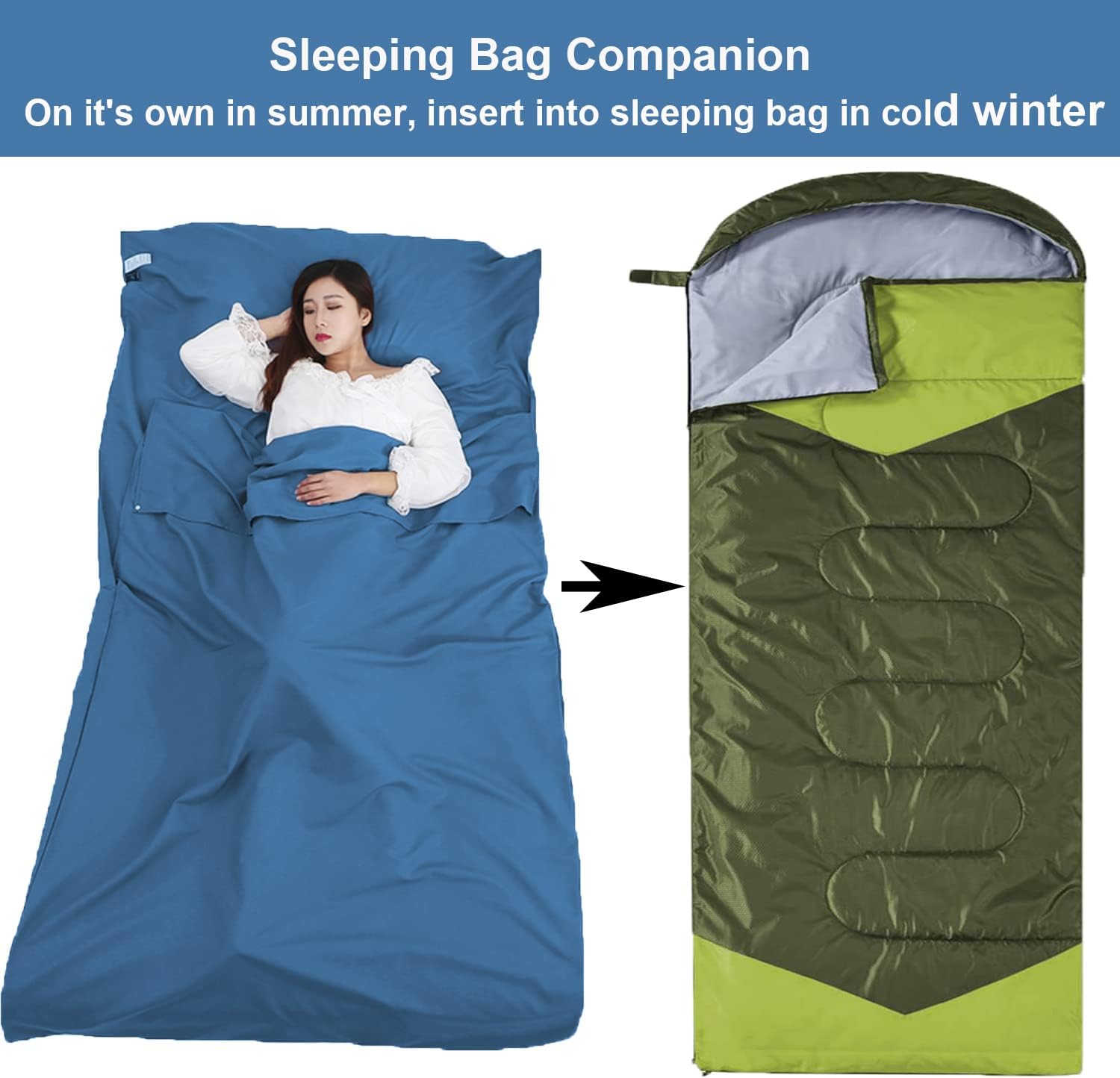 Saco de dormir portátil para viajes, camping, sábanas ligeras y compactas para adultos, cómodos forros para viajes, hotel, camping, picnic,