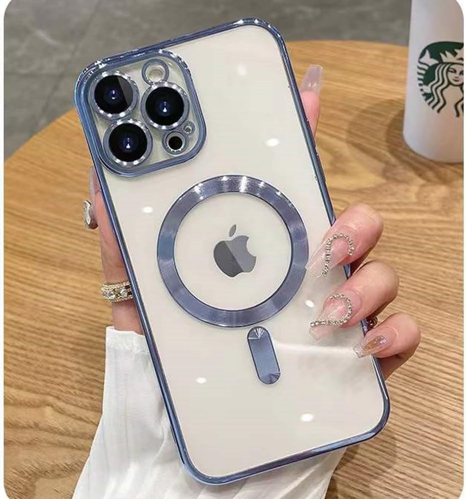 Funda para iPhone 15 Pro Max compatible con MagSafe Funda completa de protección de lente de cámara transparente para mujeres y hombres, magnética,