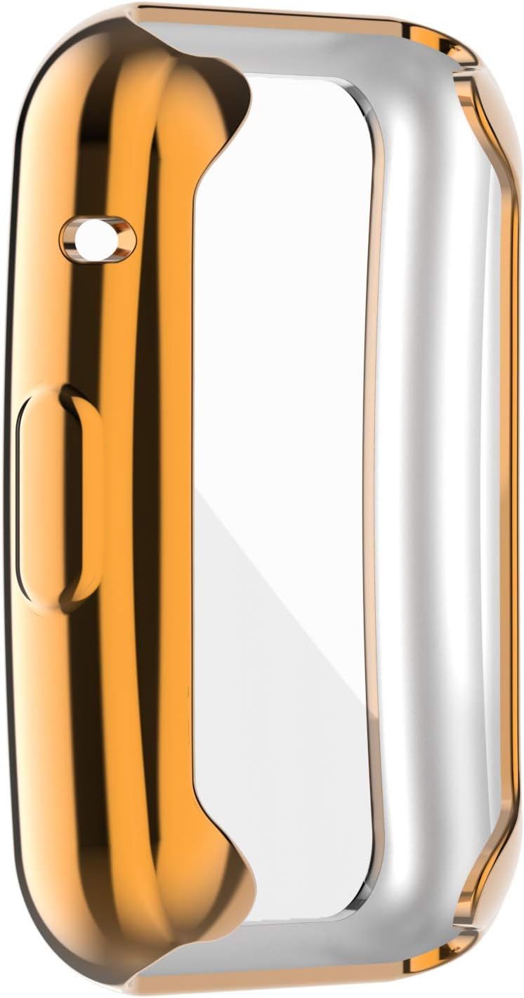 BabyValley Funda compatible con Huawei Watch Fit Case Full Coverage Protector de pantalla Bumper Shell para Watch Fit (oro rosa)