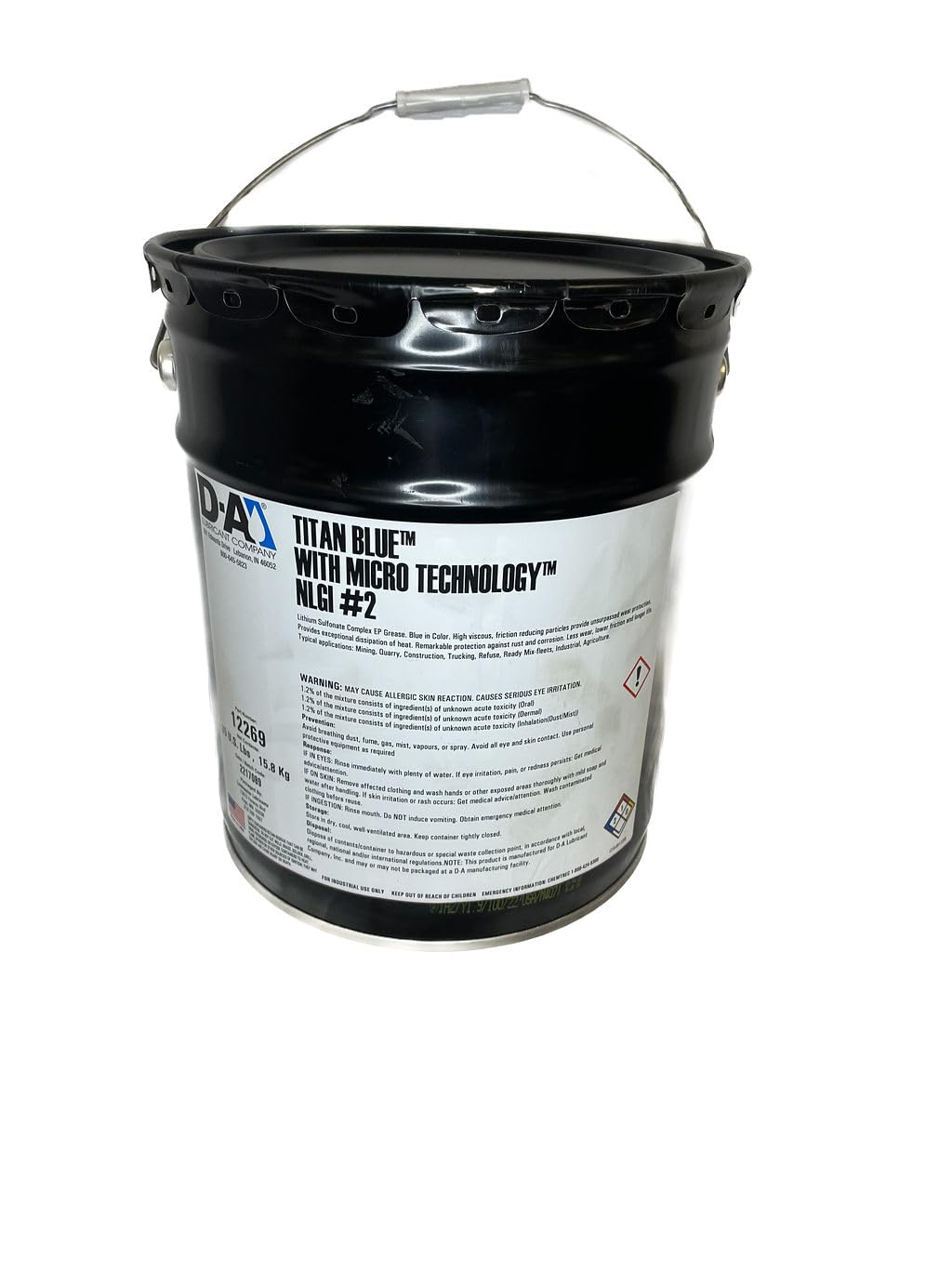 EPB Titan Blue Grease  NLGI 2  Cubo de metal de 35 libras  Cubo de grasa  Micro tecnología  Reducción de fricción  Protección contra el desgaste