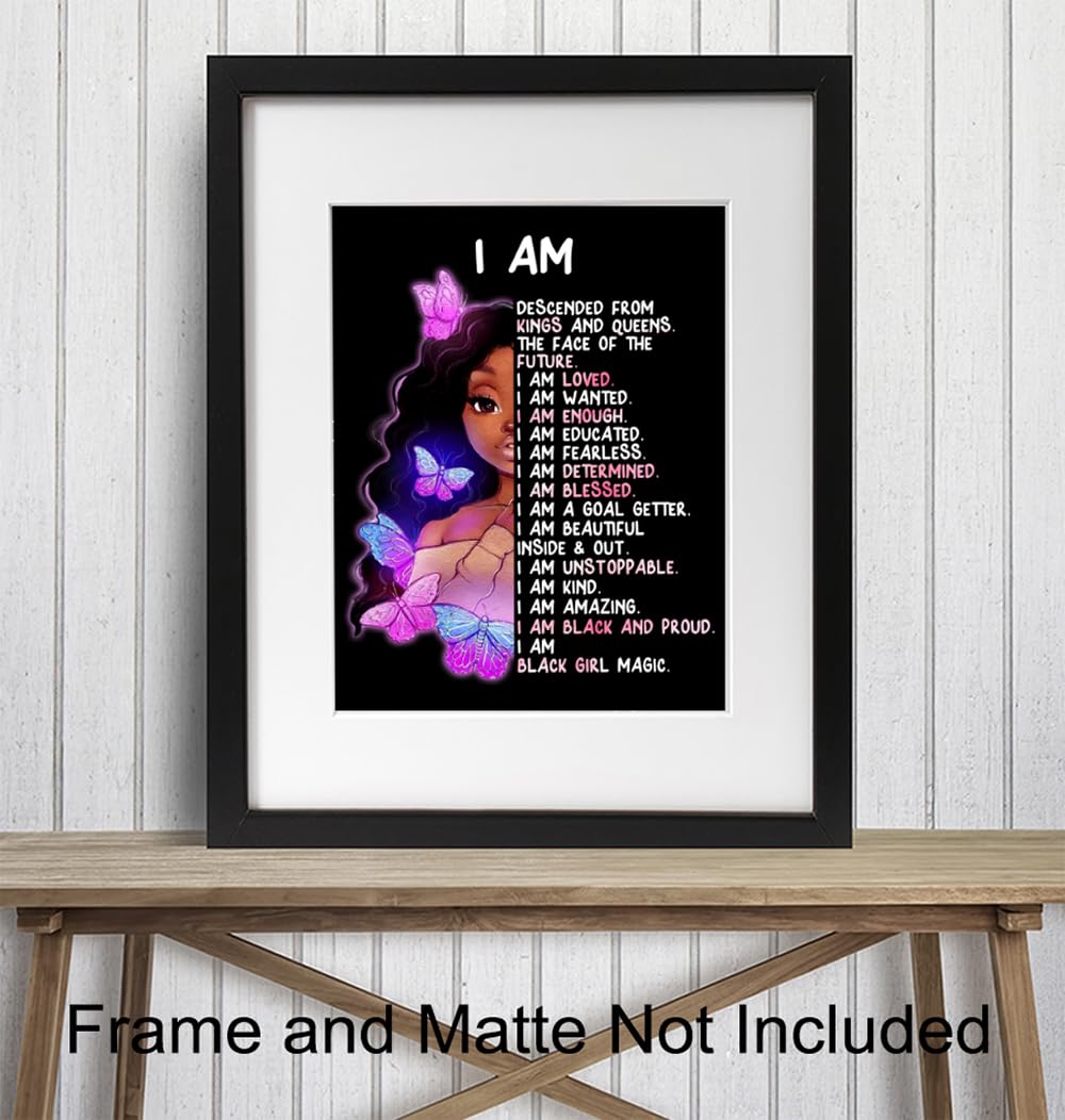Inspiring Black Girl Wall Decor LARGE 11×14 – African American Girl Art Print – Inspirational positive affirmation – Motivational Quotes – Girls