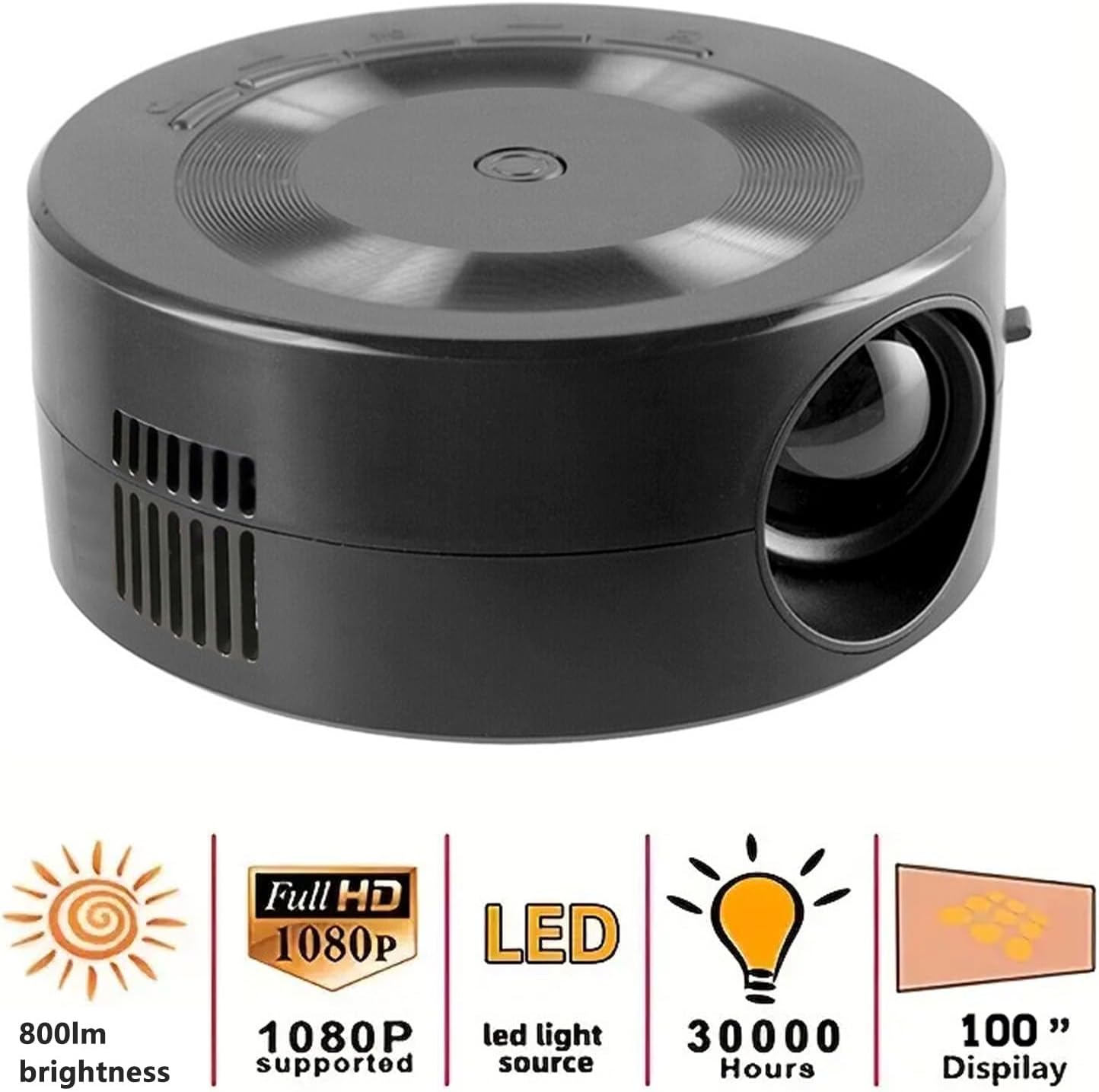 Mini proyector WiFi con la misma función de pantalla, lente óptica, altavoz integrado para iOS para tableta Android, proyector de cine en casa