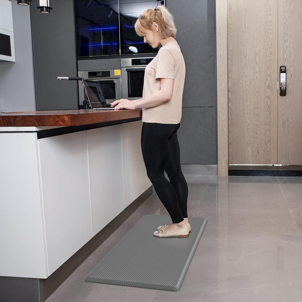 DEXI Anti Fatigue Kitchen Mat, 34 Inch Thick, Stain Resistant, Padded Cushioned Floor Comfort Mat for Home, Garage and Office Standing Desk,