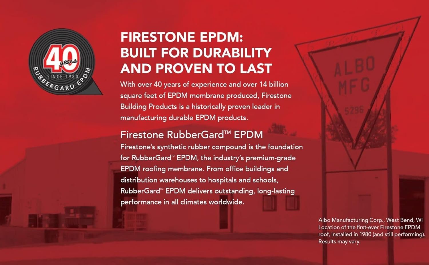 10′ x 100′ Firestone Rubbergard 45-Mil EPDM Roofing Rubber